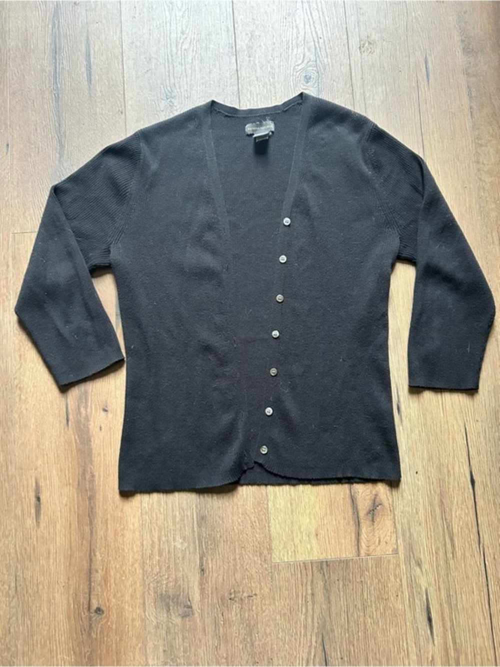 Banana Republic Black V-Neck Button-Front Cardigan with matching tank